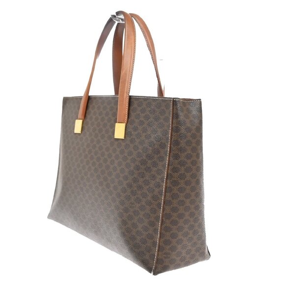 CELINE Logo Macadam Pattern Hand Tote Bag PVC Leather Brown GHW Italy - Picture 2 of 16